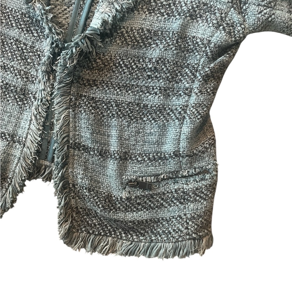 Nic + Zoe Tweed Striped Cotton Open Front Blazer Coat Jacket Blue Small - Picture 5 of 9